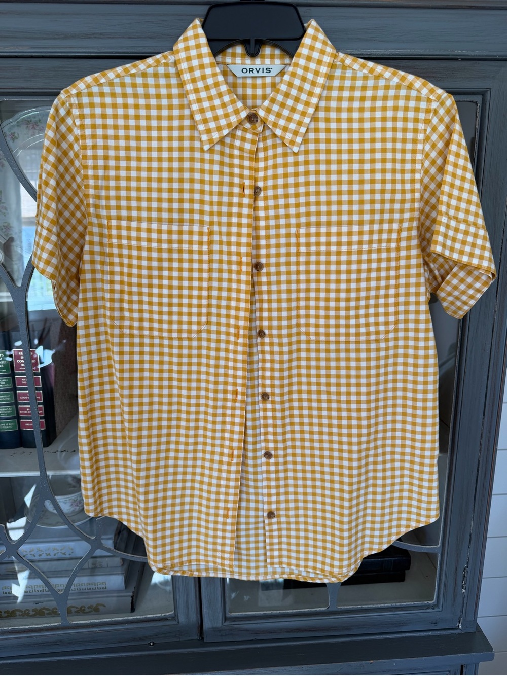 Orvis Yellow and White Gingham Button-Down Shirt